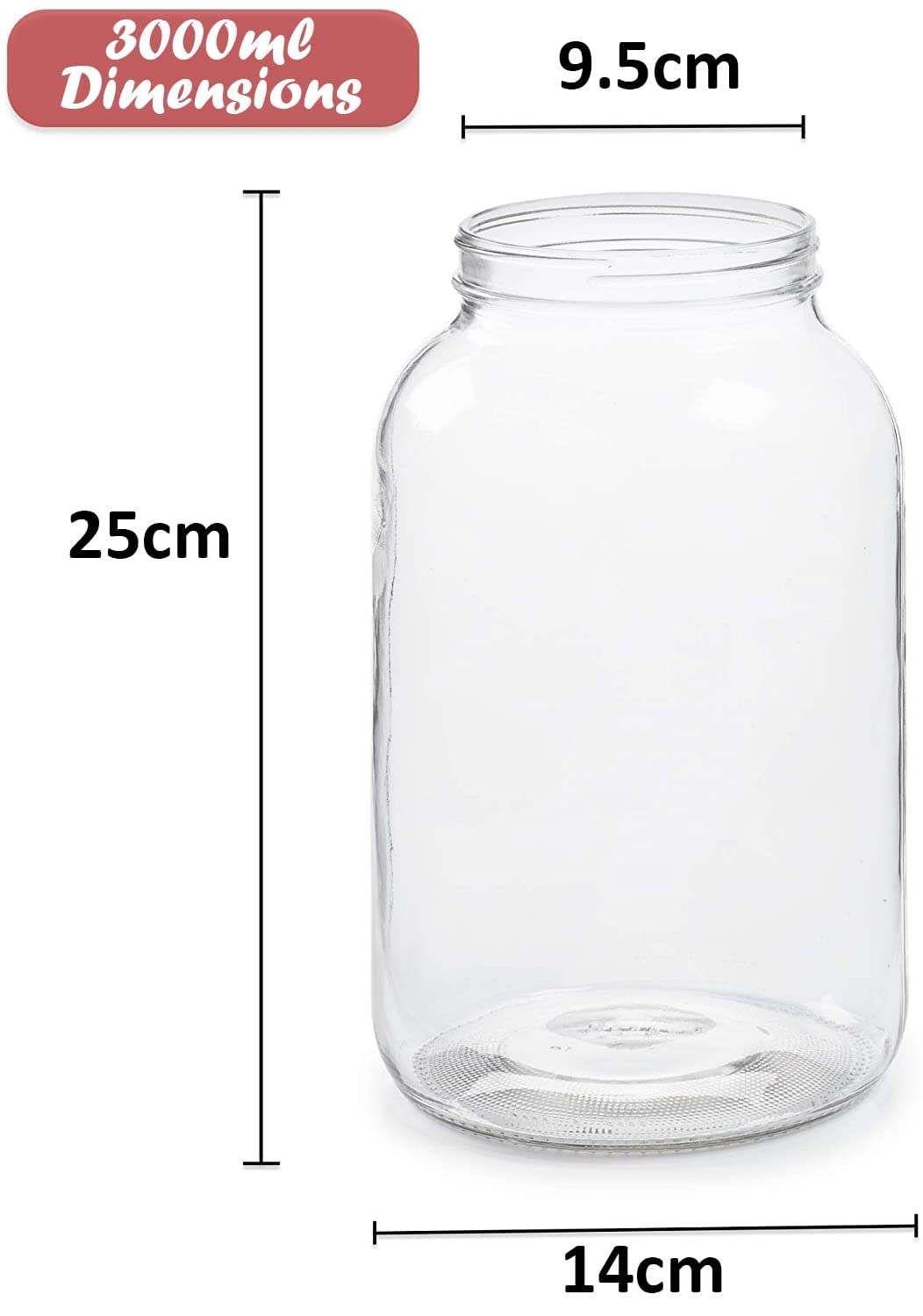 Feelopie Aahar Jar with Red Lid for Lentils, Food, Pickles, Spices, Sweets, Snacks, Rice, Kitchen Storage (3 KG, Set Of 4)